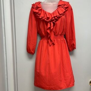 Gianni Bini Orange 3/4 Sleeve Ruffled Mini Dress